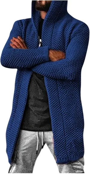 RTRDE Mens Long Jacket Cardigan Open Front Fall Casual Winter Warm Knit Sweater Coat Outwear, XL-5XL