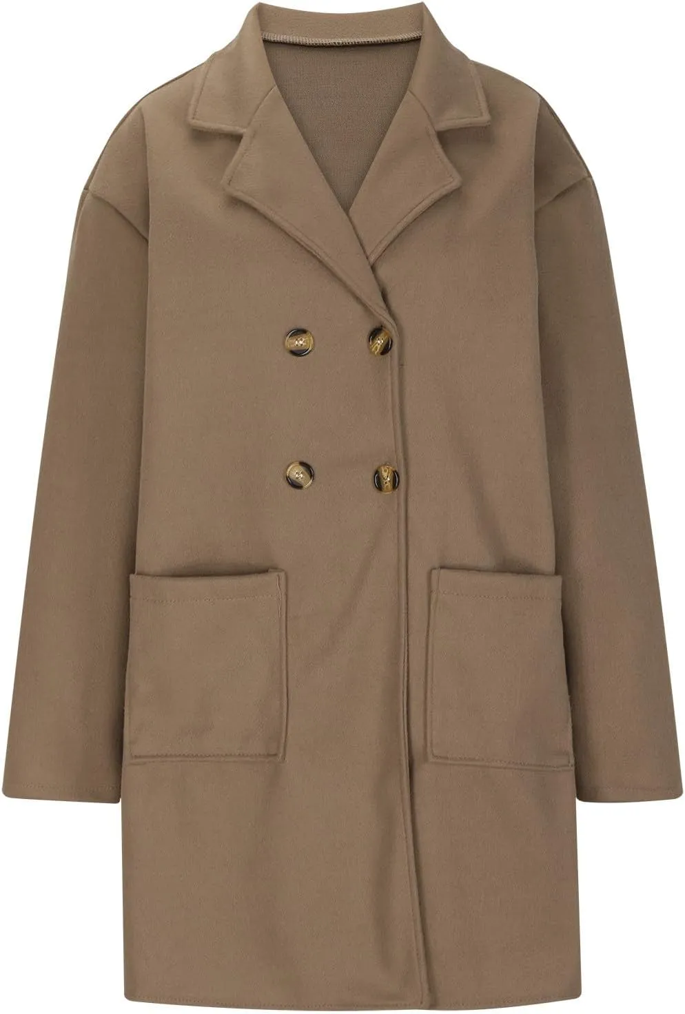 SEAOPEN Pea Coats for Women Thick Wool Trench Coat Long Double Breasted Peacoats Lapel Open Front Jacket with Pockets