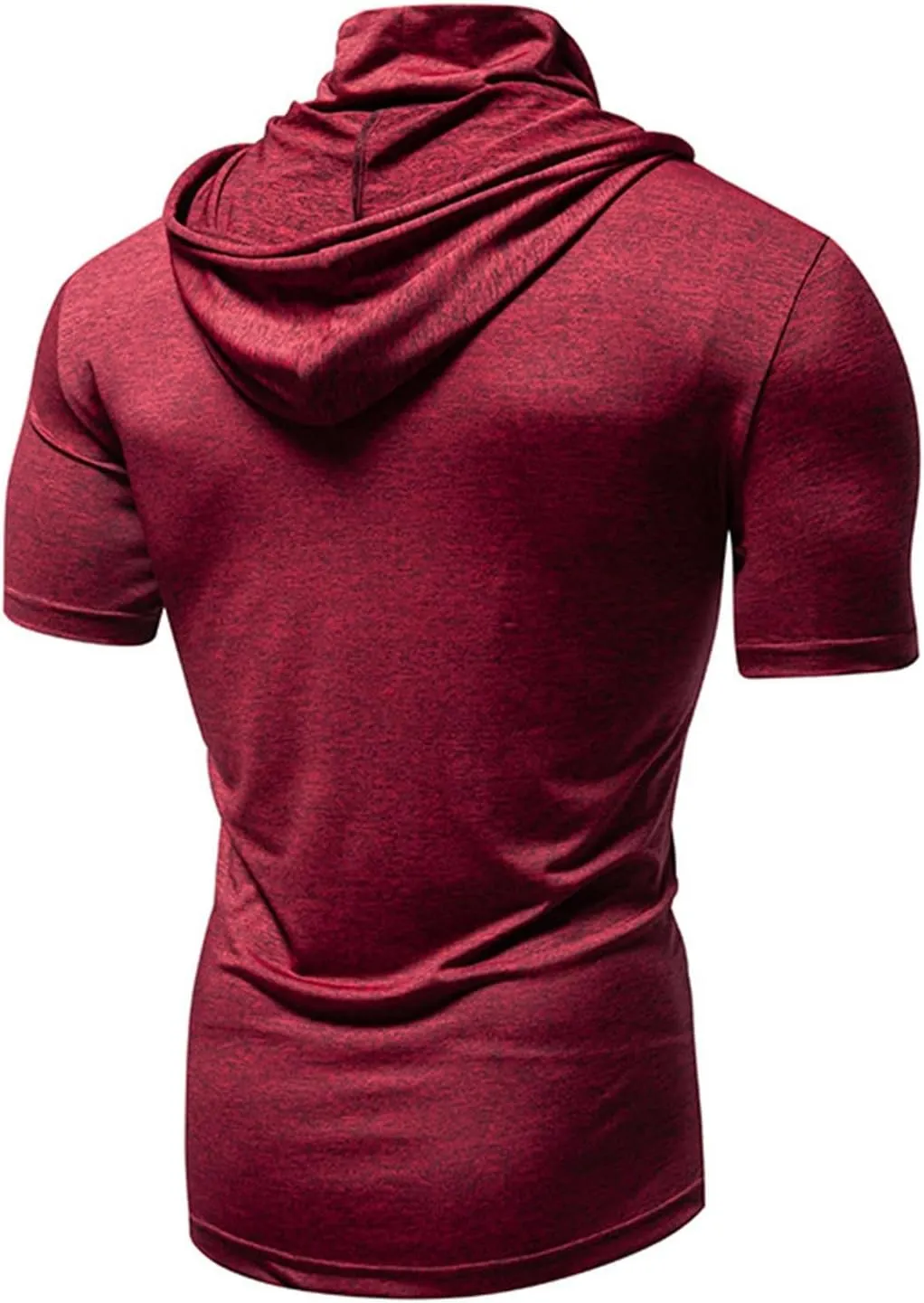 Short Sleeve Hoodies for Men Shirts with Face_mask Turtleneck Muscle Tshirt Fitness Casual Lightweight Slim Fit Tops
