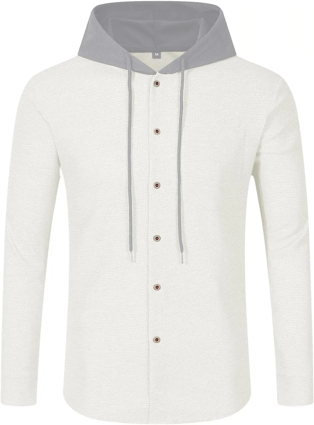 Slim Fit Hoodies for Men Long Sleeve Button Down Shirt Jackets Fall Casual Waffle Knitted Hooded Cardigan Jackets