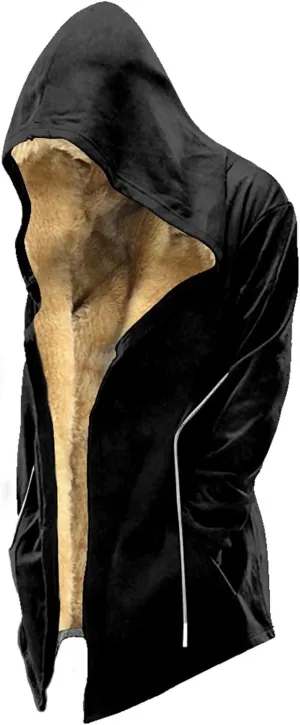 Solid Color Thickened Zipper Winter Jackets With Hood Long Sleeve Heavyweight Warm Fleece Coat, M-6XL