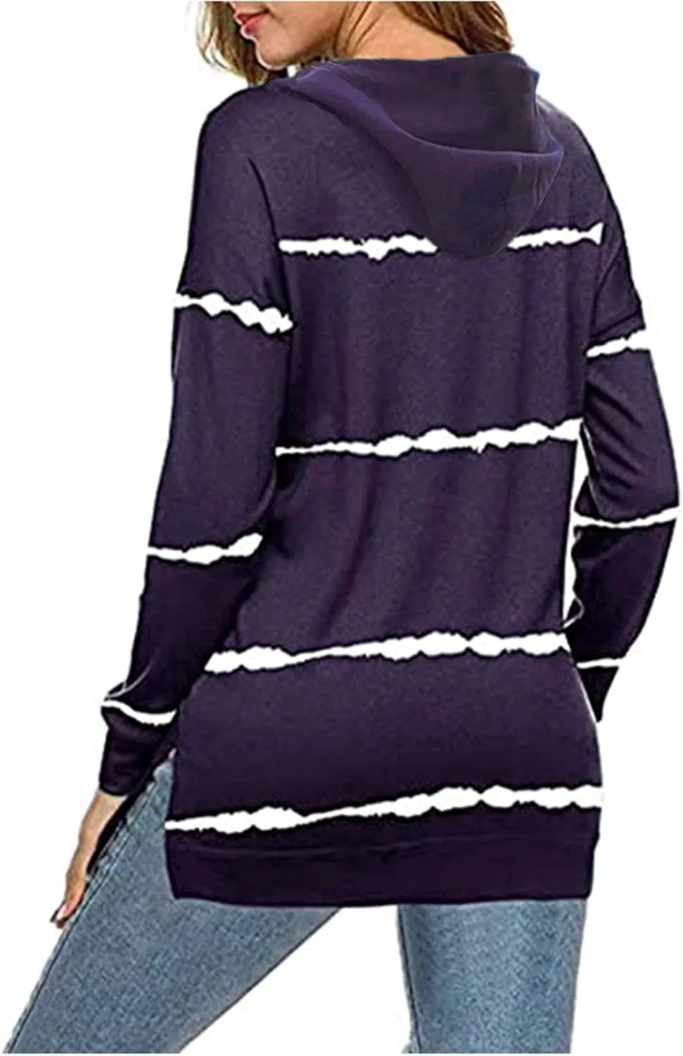 Striped Sweatshirt Women 2024 Long Sleeve Crewneck Pullover Shirts Loose Fit Tunic Tops Comfy Casual Fall Clothes