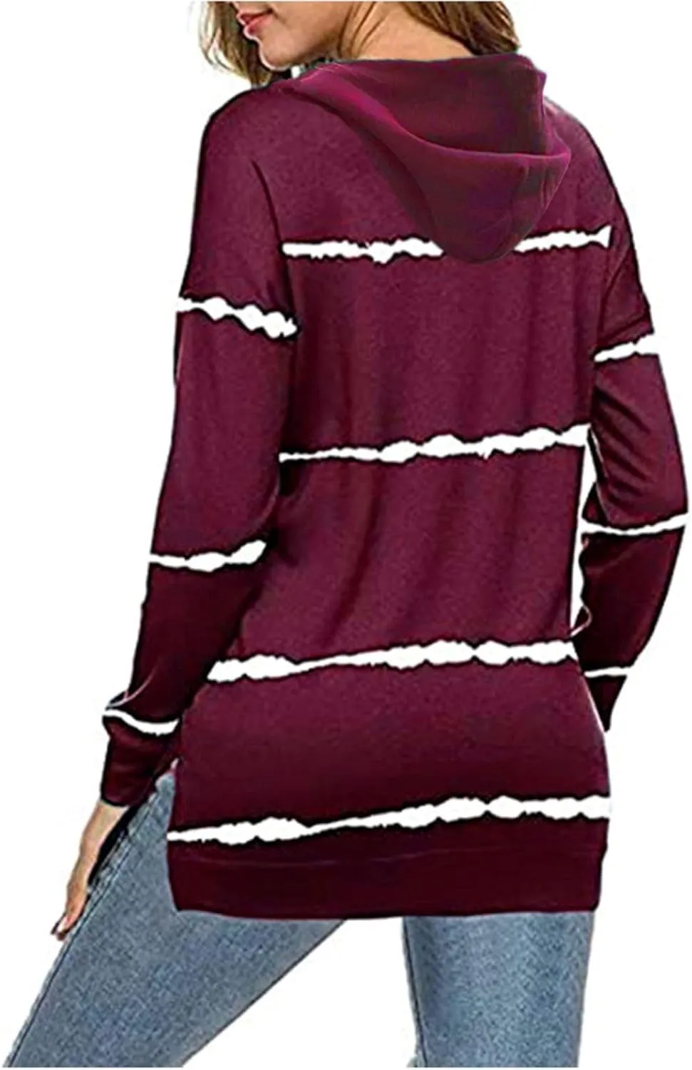 Striped Sweatshirt Women 2024 Long Sleeve Crewneck Pullover Shirts Loose Fit Tunic Tops Comfy Casual Fall Clothes