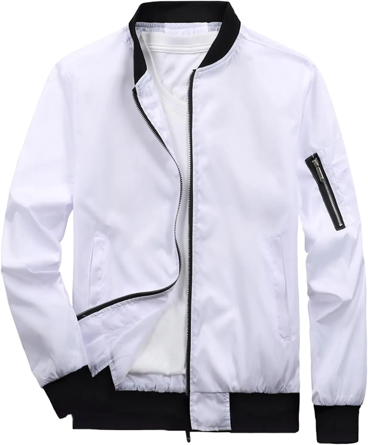 SUWBMHWE Men's Rain Jacket Waterproof Breathable Raincoat Stand Collar for Outdoor Hiking Traveling Cycling Windbreaker