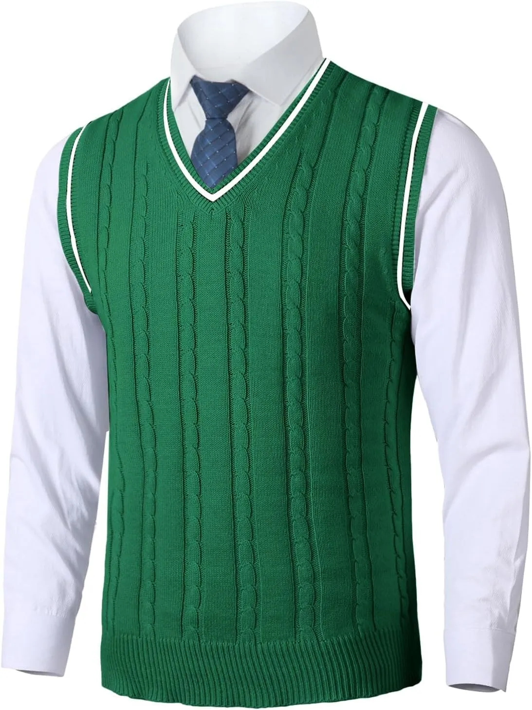 Sweaters for Men Sleeveless Vest V Neck Knitted Wool Pullover Sweater Argyle Cardigan Casual Fashion Slim Fit Vests