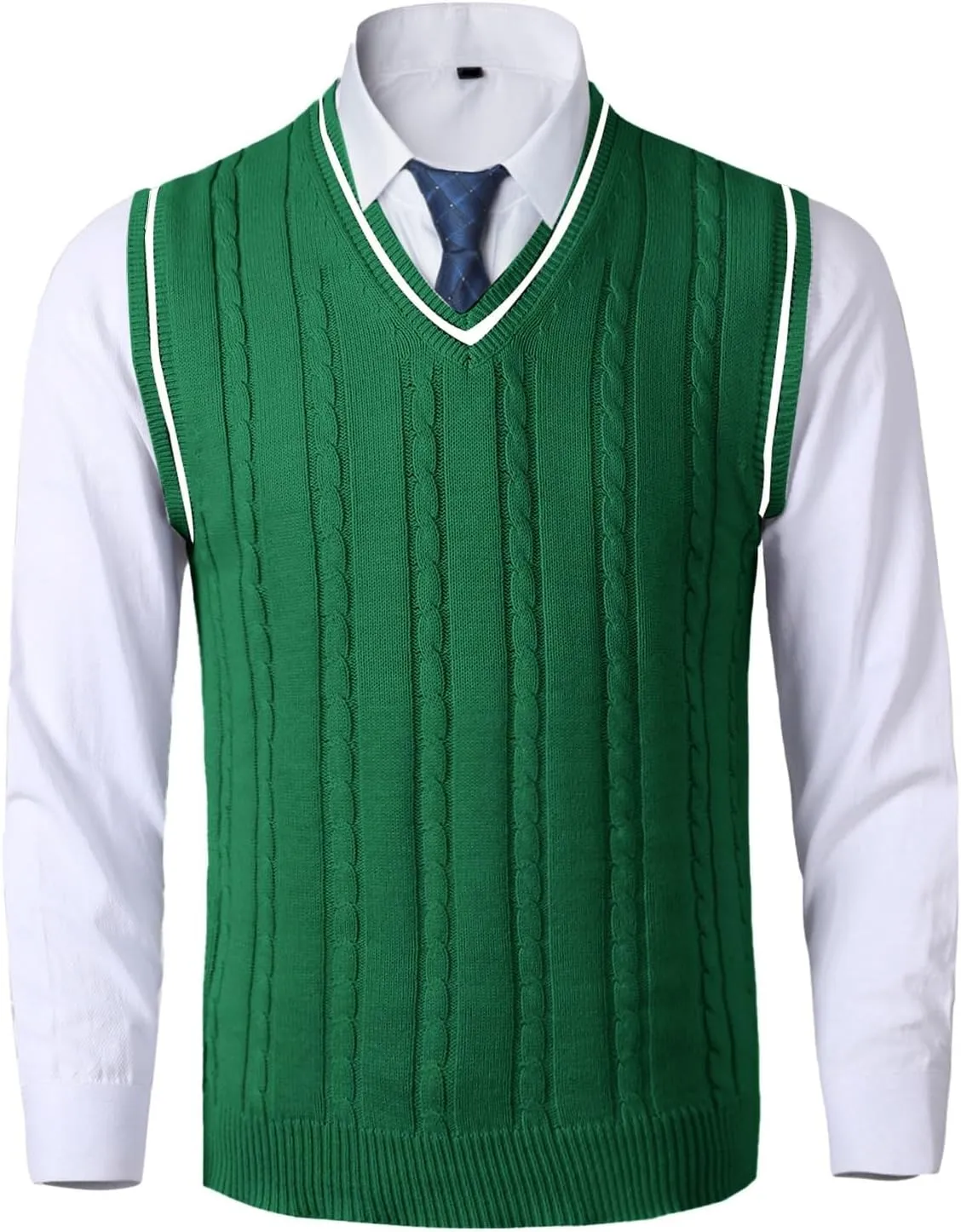 Sweaters for Men Sleeveless Vest V Neck Knitted Wool Pullover Sweater Argyle Cardigan Casual Fashion Slim Fit Vests