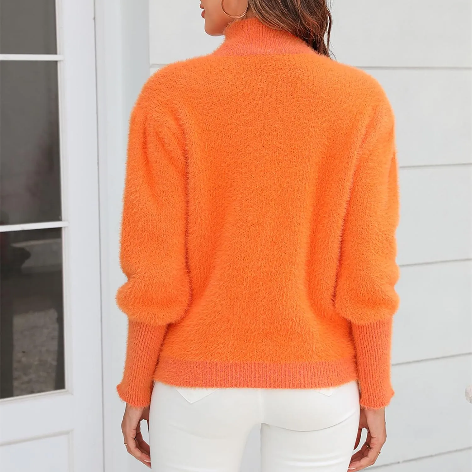 Sweaters for Women 2024 Winter Warm Turtleneck Oversized Long Sleeve Knit Sweater Casual Solid Color Pullover Tops