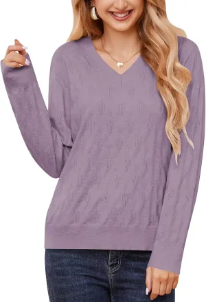 Sweaters for Women 2025 Spring Long Sleeve Lightweight Oversized Casual Classic V Neck Fashion Pullover Sweaters