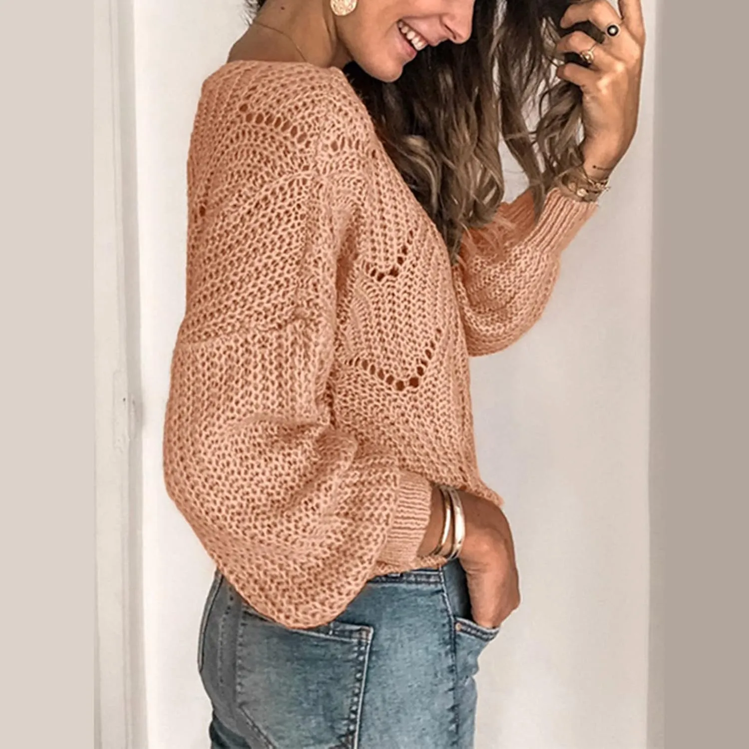 Sweaters for Women Fit Lightweight Long Sleeve Turtleneck Sweater Fall Sweaters Round Neck Oversized Sweater for