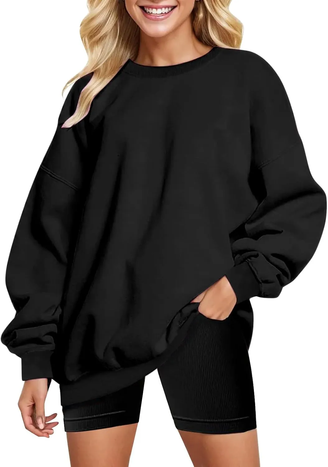 Sweatshirt for Women Fall and Winter Solid off Shoulder Women's Pullover Tops Oversized Hoodies for Women Plus Size