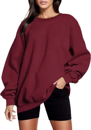 Sweatshirt for Women Fall and Winter Solid off Shoulder Women's Pullover Tops Oversized Hoodies for Women Plus Size