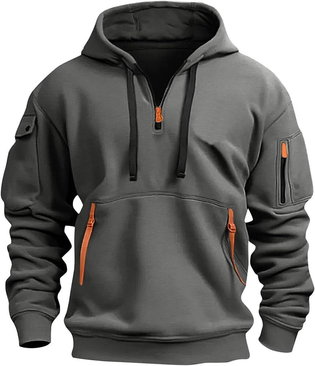 Tactical Hoodies For Men Quater Zip Up Pullover Sweatshirt Casual Workout Mens Hoodies with Pockets