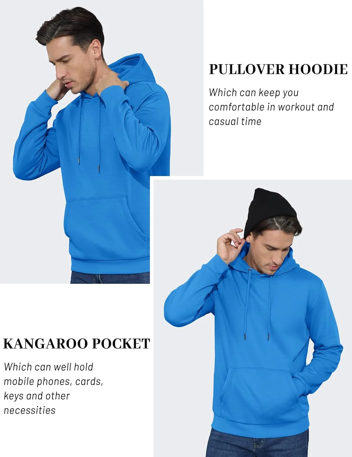 TACVASEN Men's Athletic Hoodies Fleece Lined Sweatshirt Pullover Soft Casual Hooded Sweatshirt with Pocket