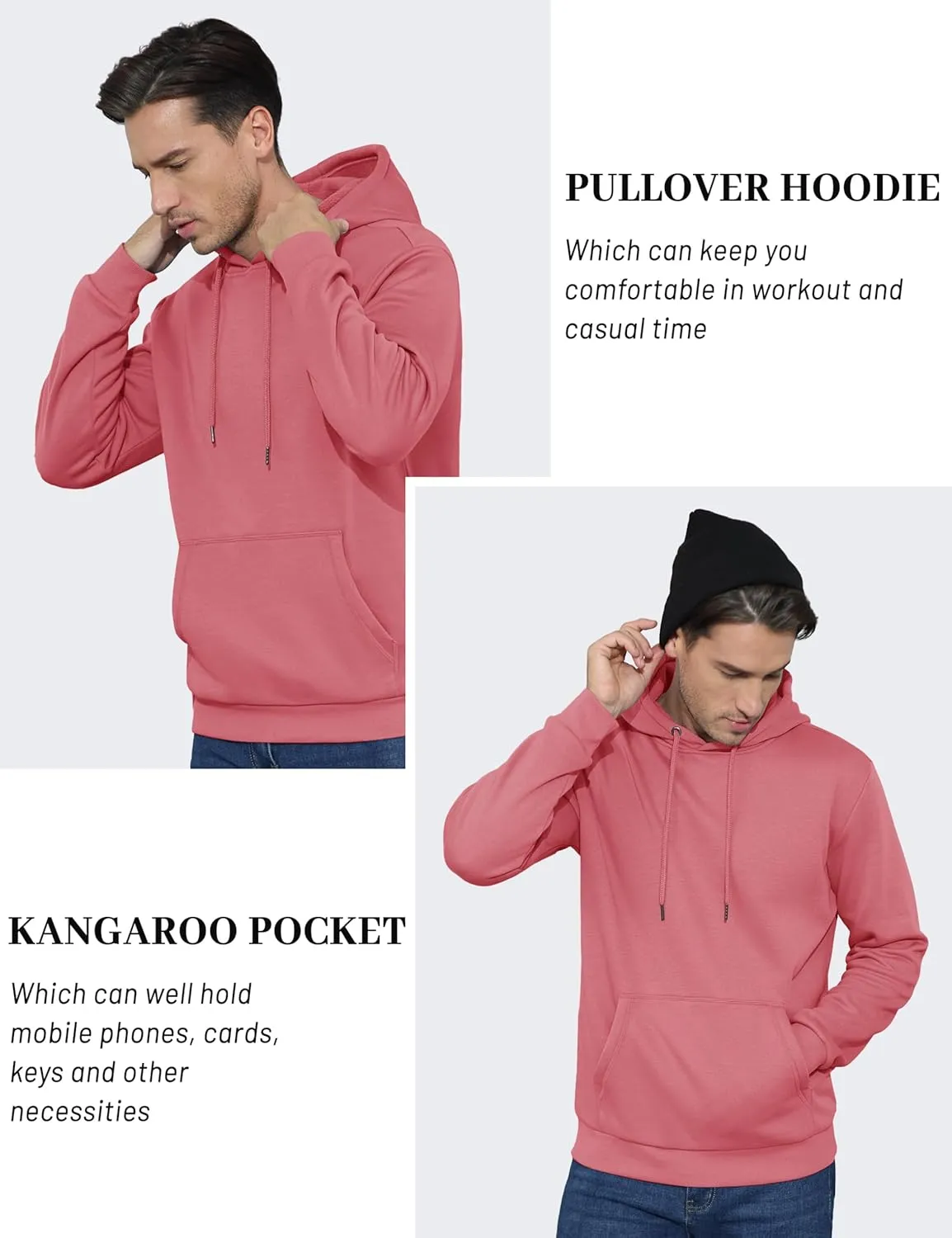 TACVASEN Men's Athletic Hoodies Fleece Lined Sweatshirt Pullover Soft Casual Hooded Sweatshirt with Pocket