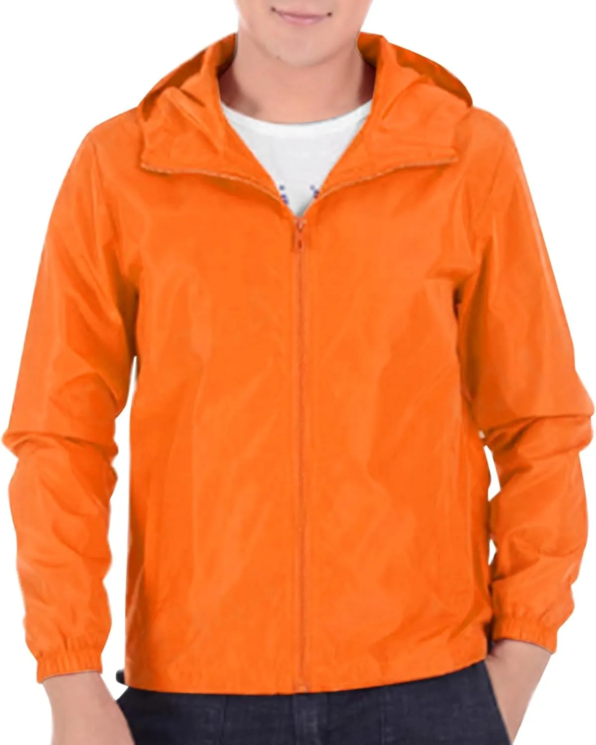 Thin Hooded Jacket for Mens Soft Shell Windproof Waterproof Hiking Coats Zipper Long Sleeve Casual Outwear Plus Size