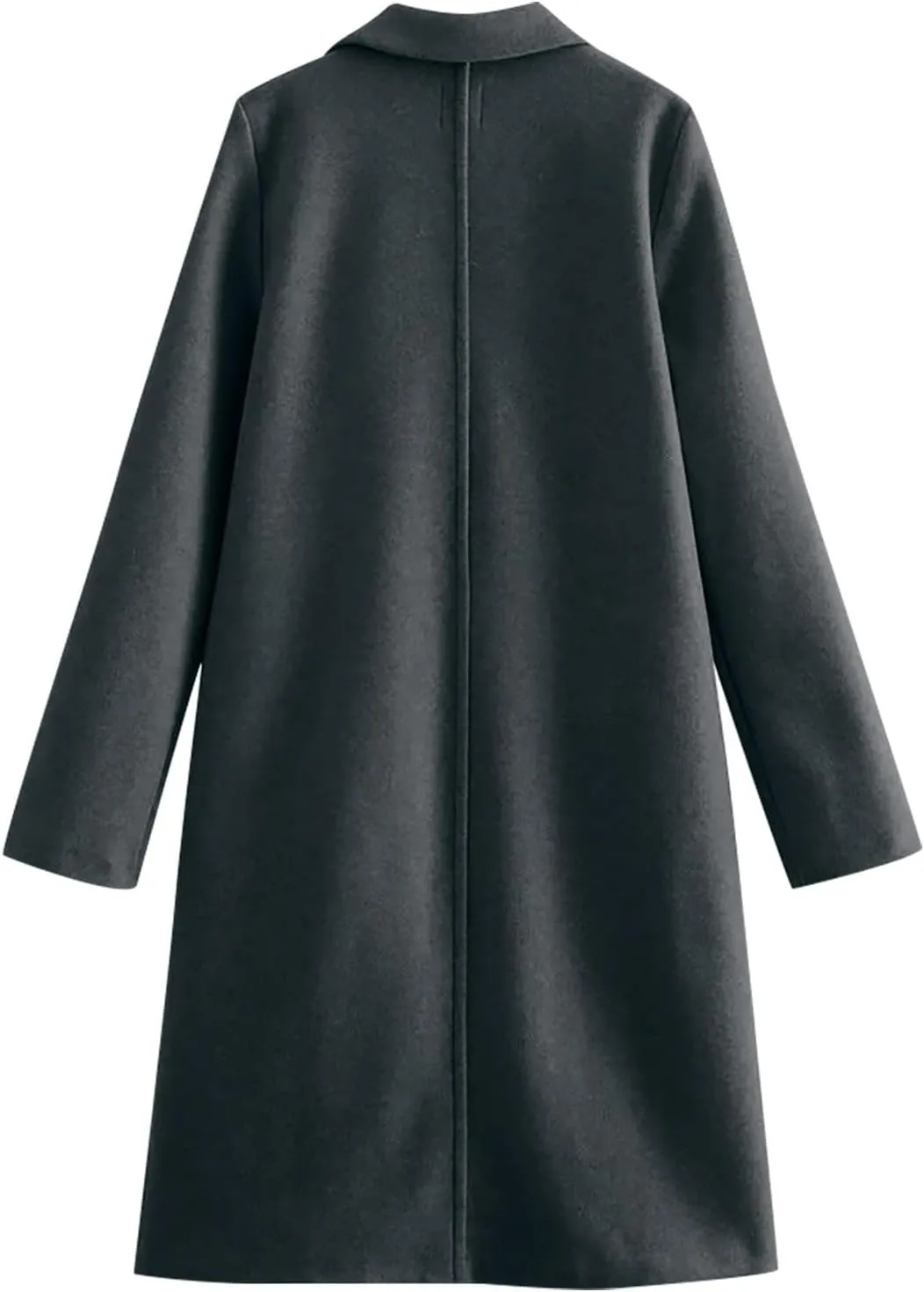 Trench Coat for Women 2024 Notch Lapel Pea Coat Wool Blend Long Coat Open Front Cardigan Trendy Fall Winter Coats