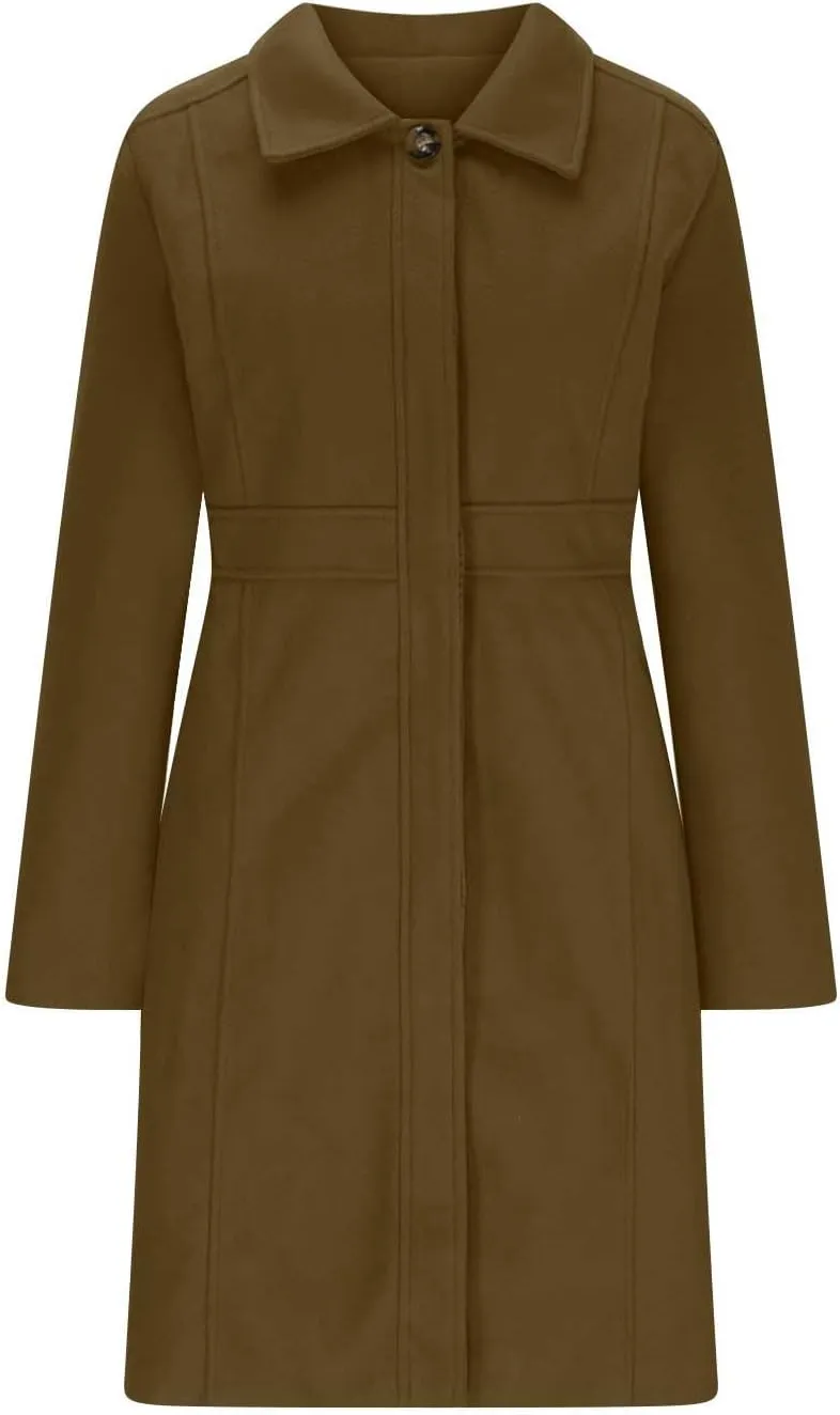 Trench Coat for Women 2024 Single Breasted Pea Coat Wool Blend Long Coat Casual Office Jacket Falll Winter Outfits