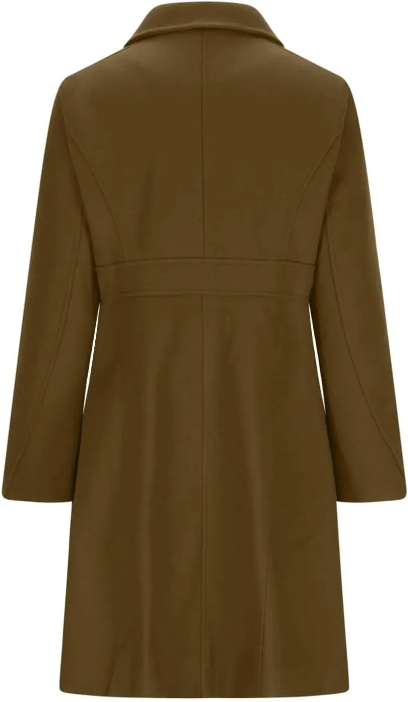 Trench Coat for Women 2024 Single Breasted Pea Coat Wool Blend Long Coat Casual Office Jacket Falll Winter Outfits
