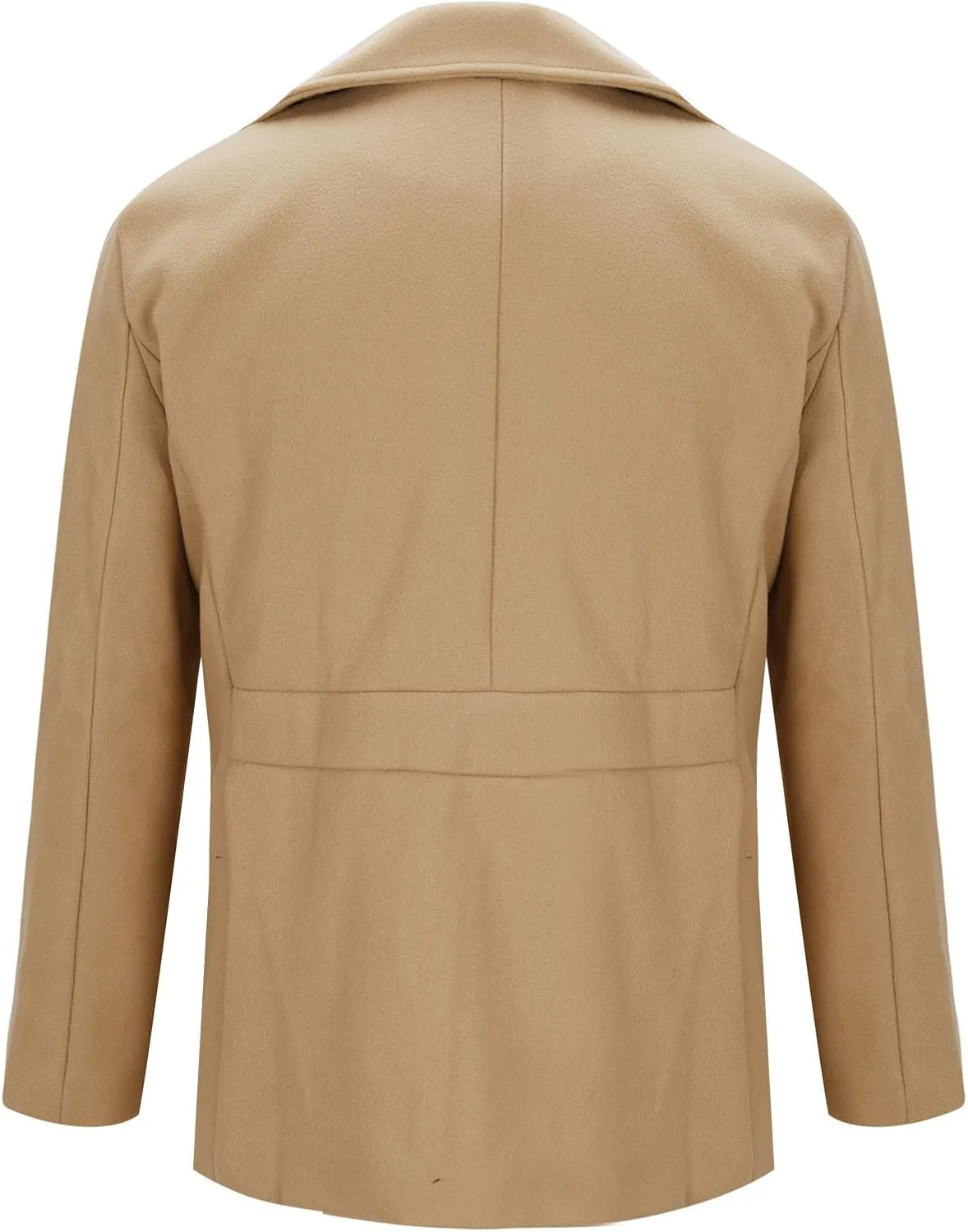 Trench Coat Men Business Trench Coat Mid Length Peacoat Notch Collar Jackets Button Down Open Front Cardigan