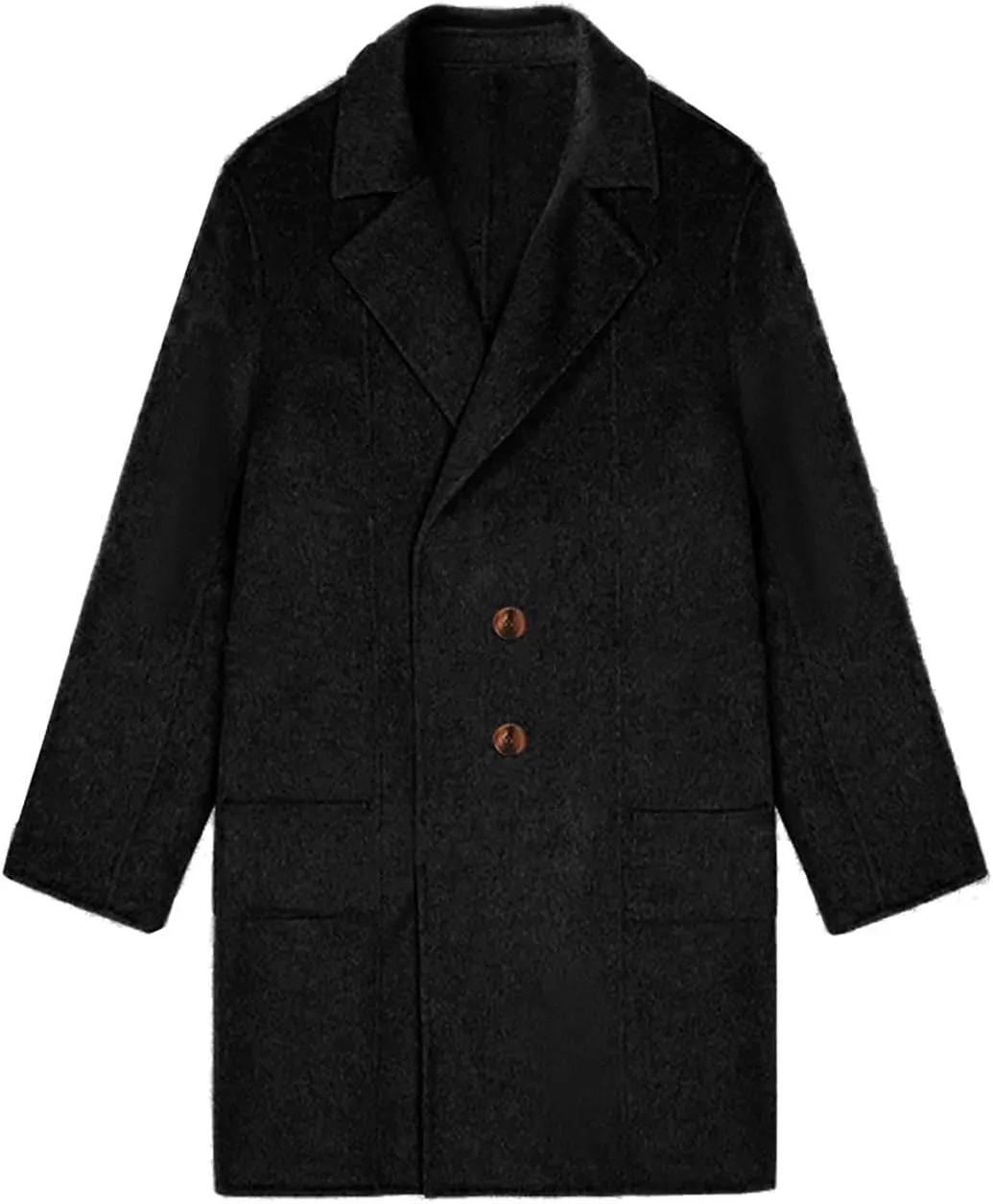 Trench Coat Women Mid Length Wool Coat Button Down Open Front Cardigan Elegant Coat Lapel Peacoat Fall Winter Jacket