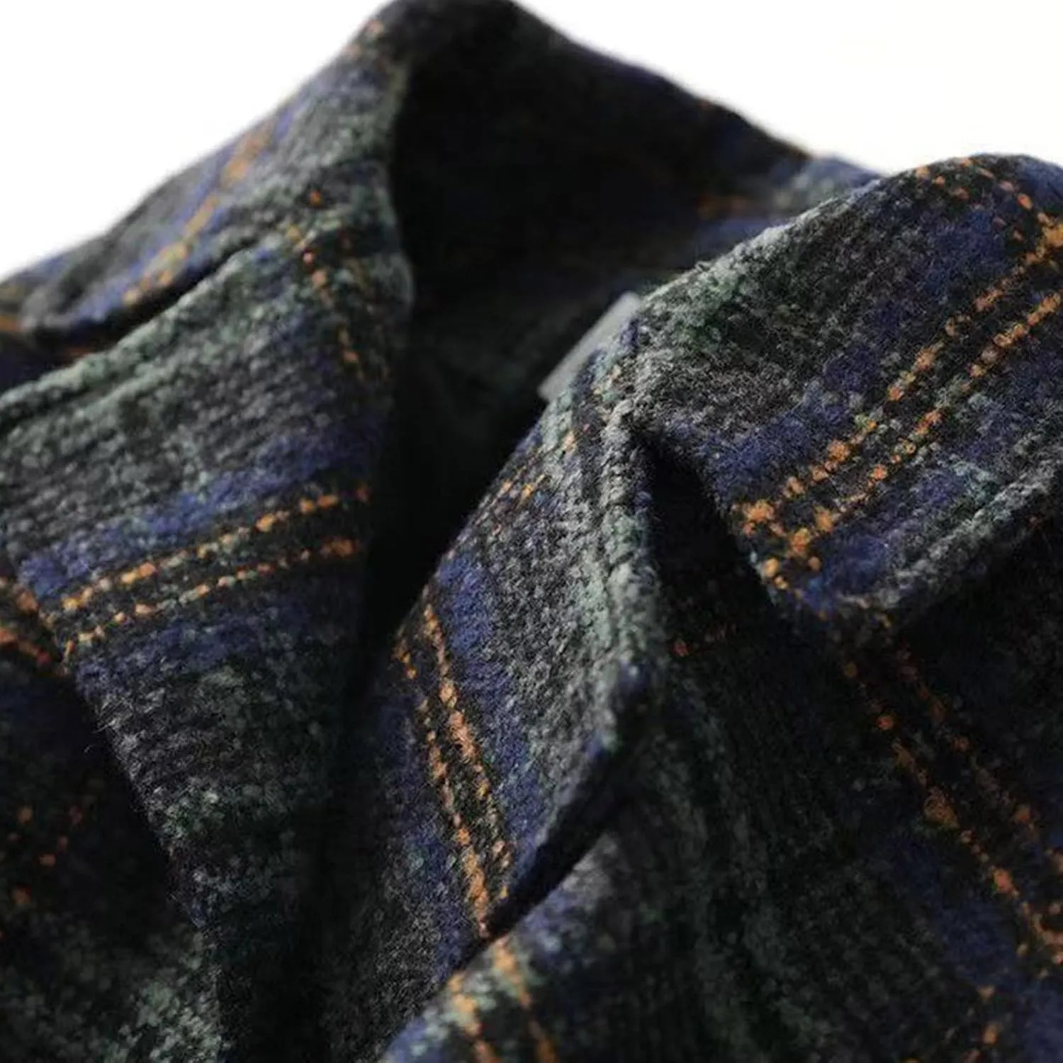 Trench Coat Women Plaid Single Breasted Coat Lapel Pea Coat Plus Size Wool Blend Coats Dressy Casual Jackets