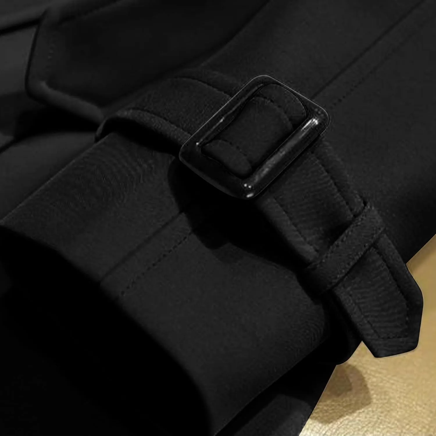 Trench Coats Womens, Long Double Breasted Knitted Outerwear Classic Lapel Overcoats Windproof Jacket with Belt