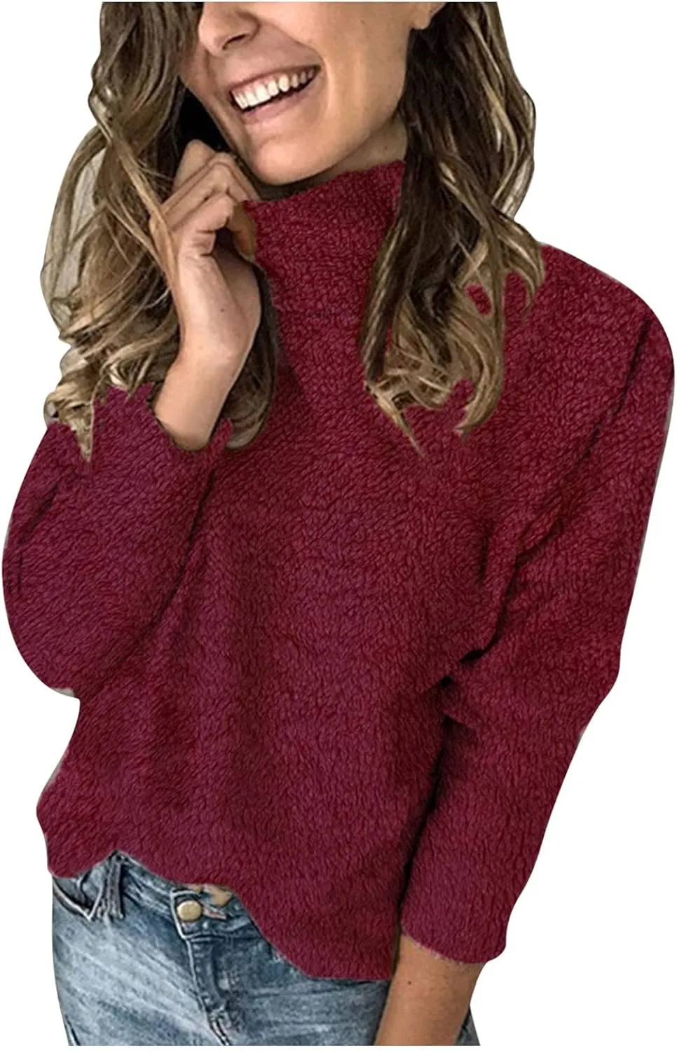 Turtleneck Sweaters for Women Oversized Sweaters Ribbed Knitted Sweater Winter Tunic Sweater Y2K Sweaters Jumper Tops