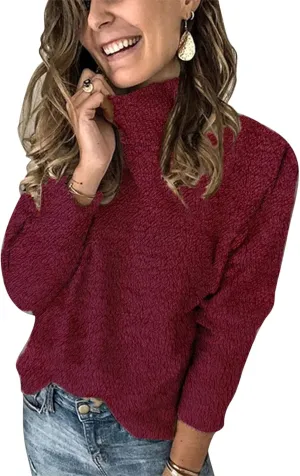 Turtleneck Sweaters for Women Oversized Sweaters Ribbed Knitted Sweater Winter Tunic Sweater Y2K Sweaters Jumper Tops