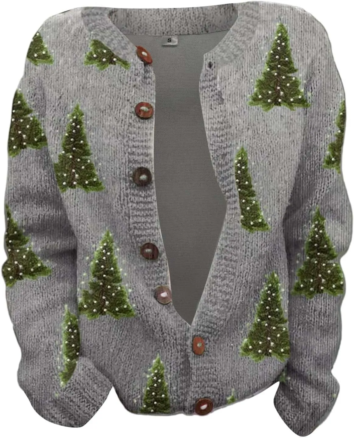 Ugly Christmas Sweater for Women Cute Xmas Open Front Button Down Sweater Cardigans Knitted Fall Outfit Winter Coat