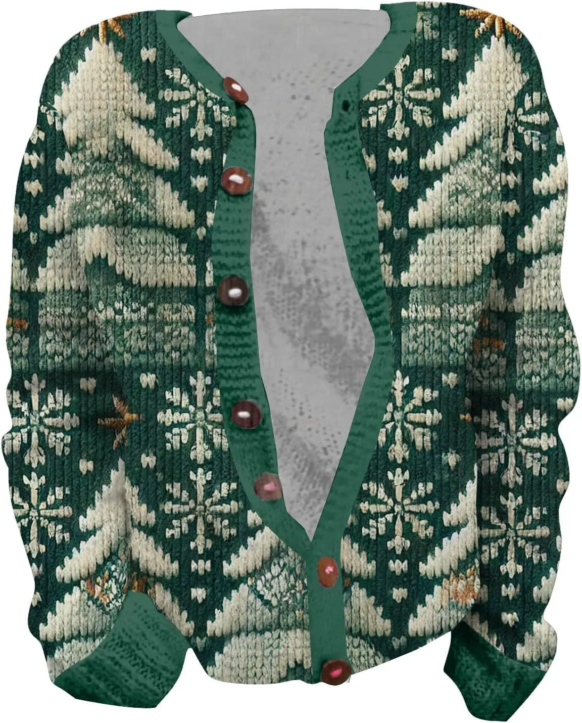 Ugly Christmas Sweater for Women Cute Xmas Open Front Button Down Sweater Cardigans Knitted Fall Outfit Winter Coat