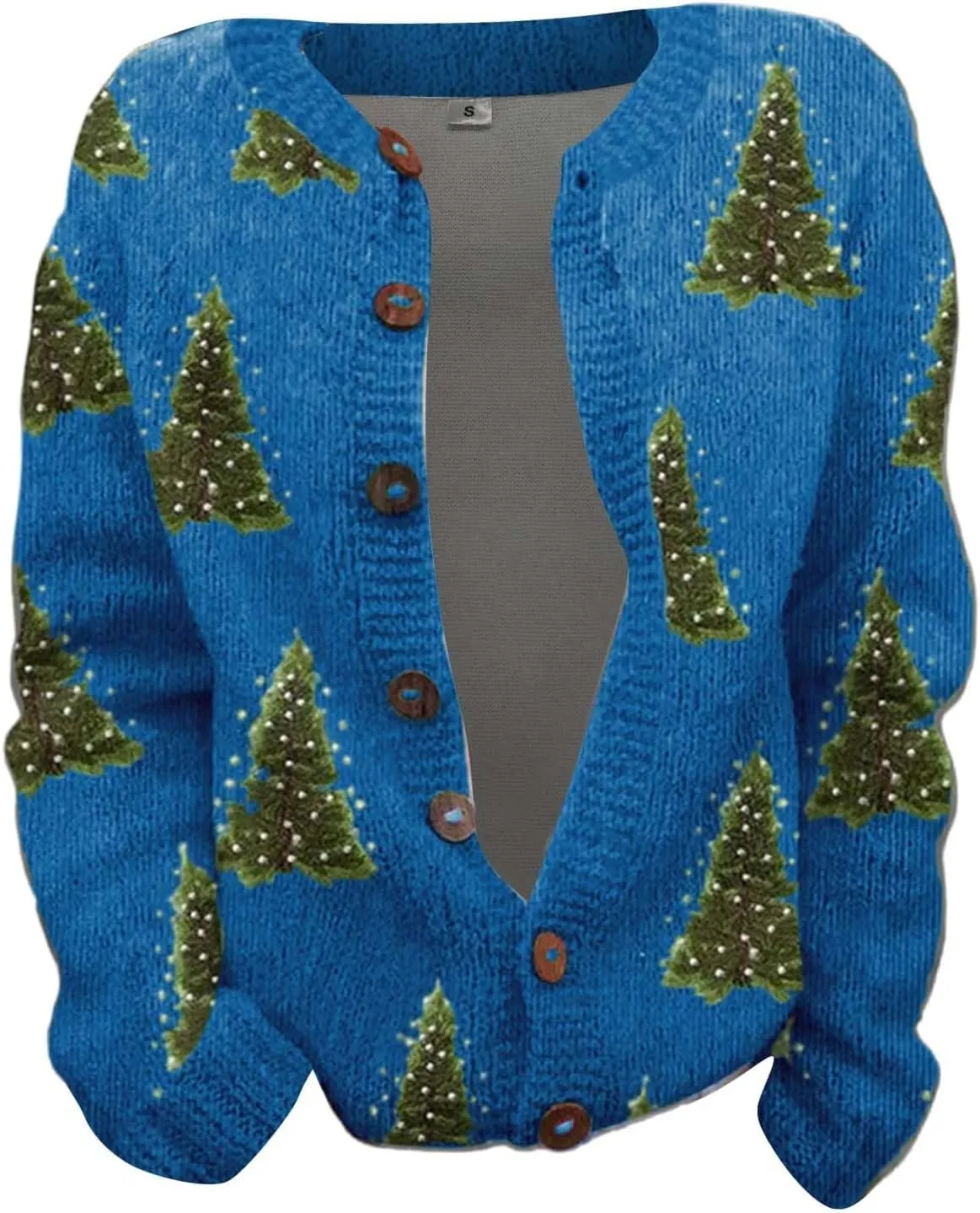 Ugly Christmas Sweater for Women Cute Xmas Open Front Button Down Sweater Cardigans Knitted Fall Outfit Winter Coat