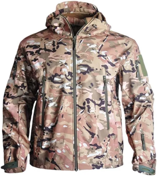 USTZFTBCL Men's Soft Shell Tactical Military Jacket:Waterproof,Windbreaker,Camo Field Bomber Design