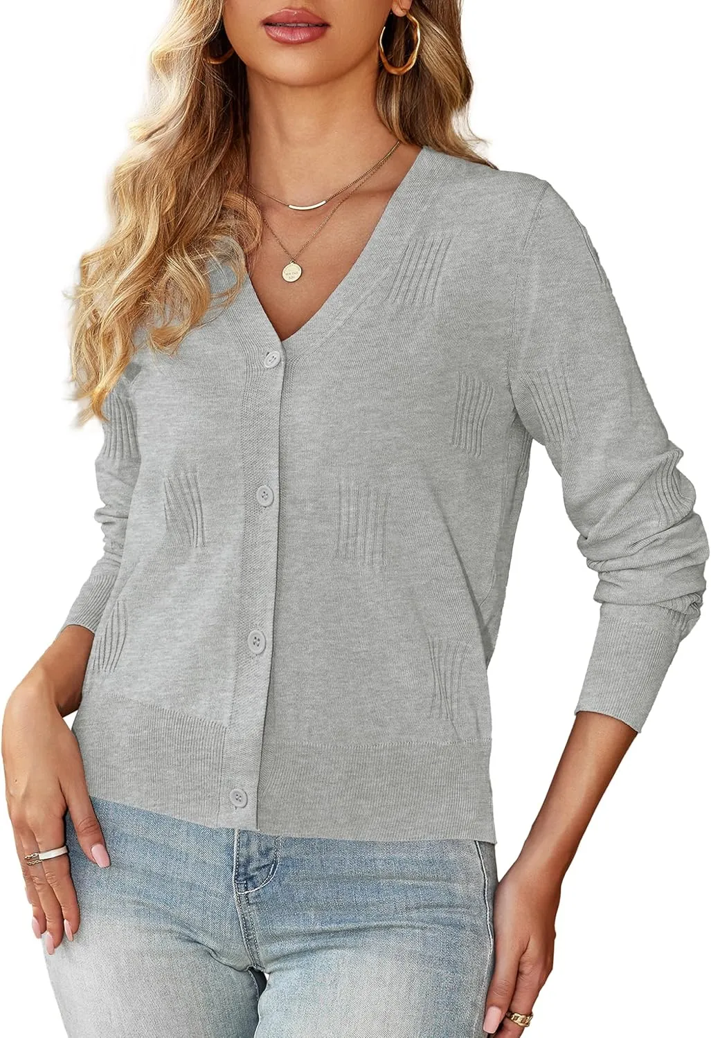 U.Vomade Women's Cardigans 3/4 Sleeve Open Front Cropped Cardigan Hollow Out Bolero Shrug S-XL