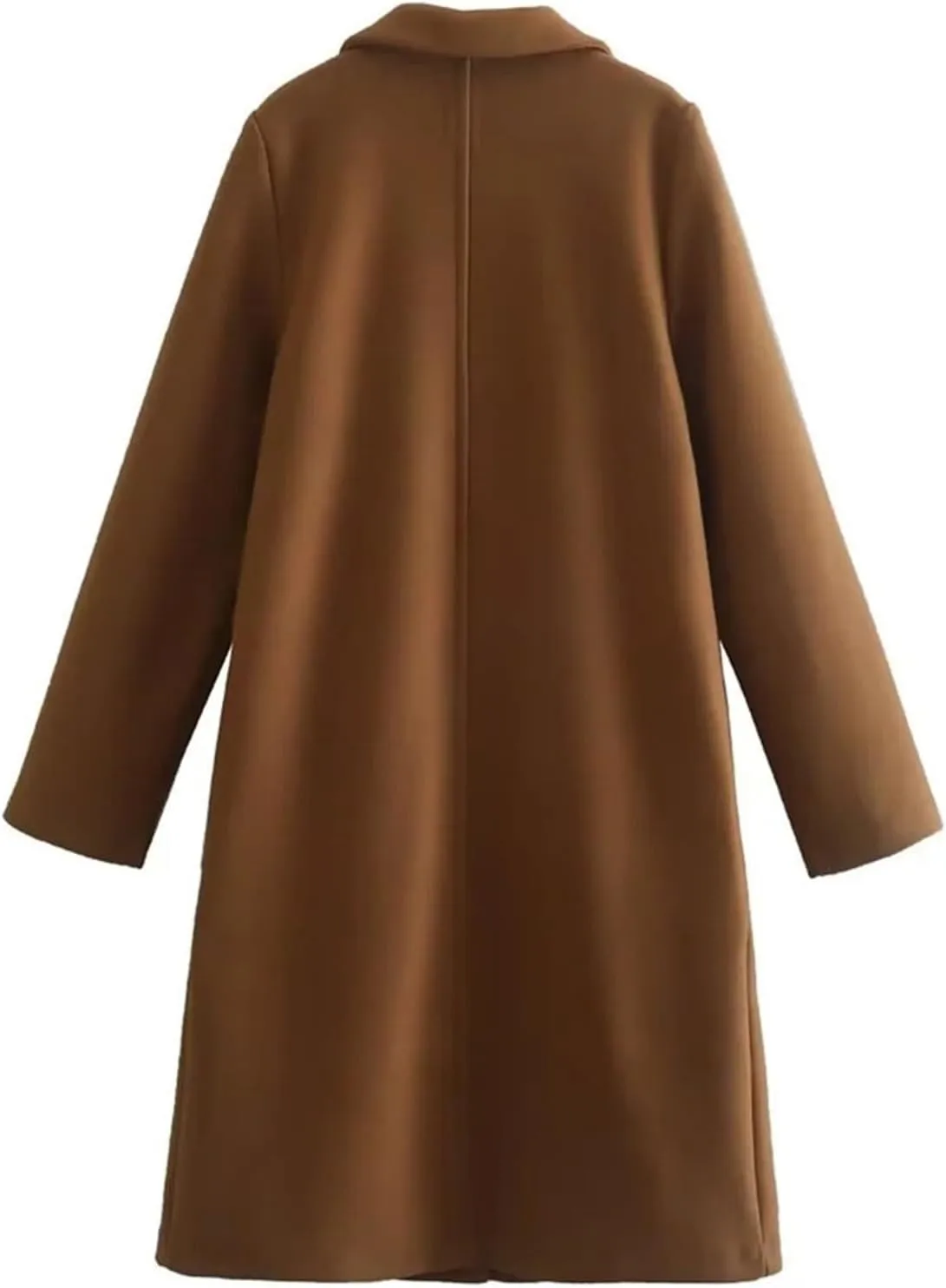 Winter Coats for Women 2024 New Wool Blend Peacoat Notched Lapel Collar Mid-Long Trench Coat Lounge Soild Cardigan