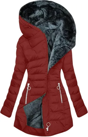 Winter Coats for Women 2024 Zip Up Trendy Puffer Jackets Long Winter Down Coat Long Sleeve Sherpa Hooded Outerwear