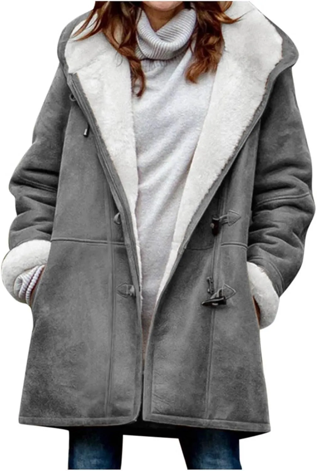 Winter Coats for Women Plus Size Fleece Lined Jackets Oversized Hooded Parka Peacoats Winter Warm Outerwear
