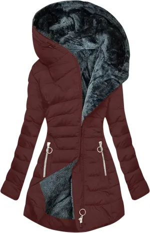 Winter Coats for Women Plus Size Puffer Jacket Long Sleeve Thickened Down Jacket Winter Warm Hooded Outerwear