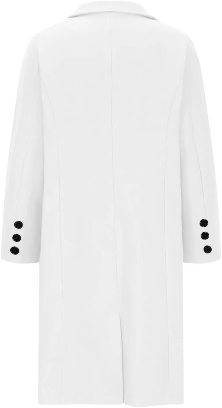 Winter Coats for Women Wool Blend Trench Coats Trendy Single-Breasted Long Peacoat Lounge Soild Office Work Blazers