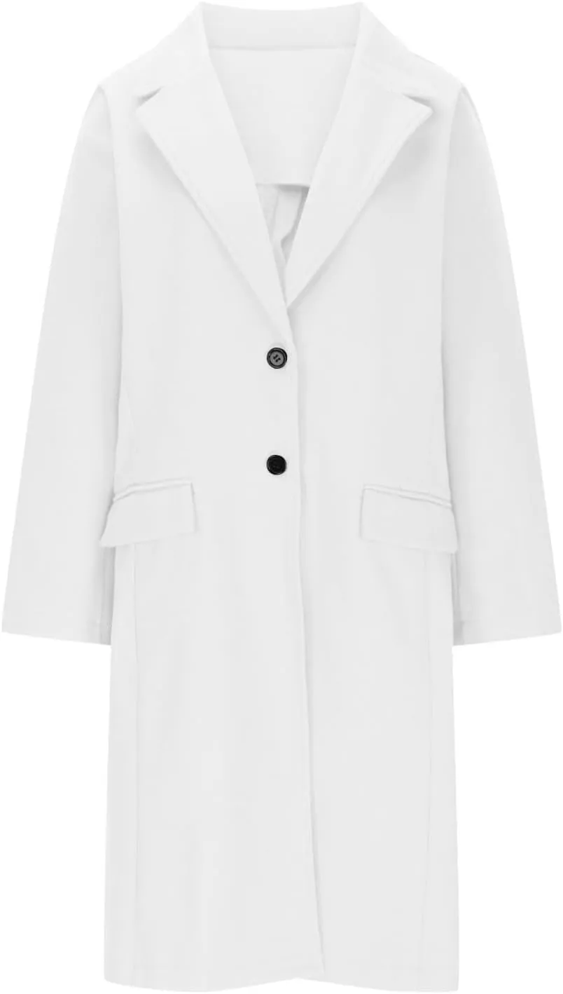 Winter Coats for Women Wool Blend Trench Coats Trendy Single-Breasted Long Peacoat Lounge Soild Office Work Blazers
