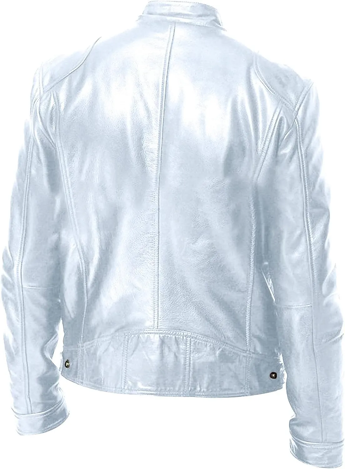 Winter Jackets for Men Real Lambskin Leather Biker Jacket - Quilted Cafe Racer Zip Up Moto Jackets Men