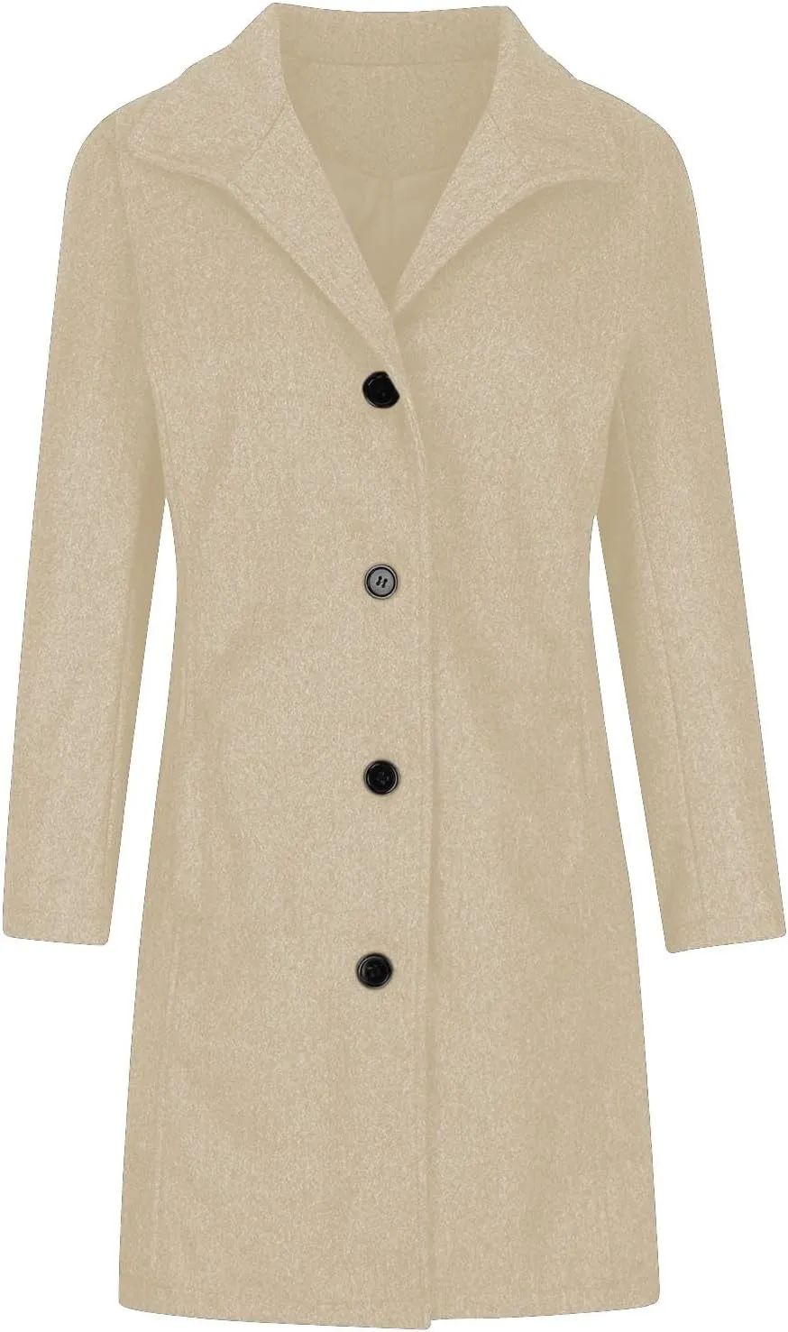 Winter Long Pea Coats for Women Wool Blend Stand Collar Single Breasted Jackets 2024 Casual Peacoat Overcoats