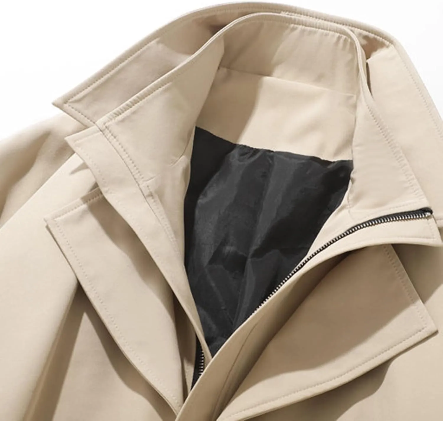 Winter Trench Coat for Men Big and Tall Wool Coat Long Pea Coat Notch Collar Cardigan Button Down Trench Coat