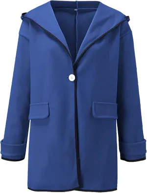 Winter Trench Coat for Women Casual Button Wool Blend Pea Coat Long Sleeve Notch Lapel Oversized Cardigan Jackets