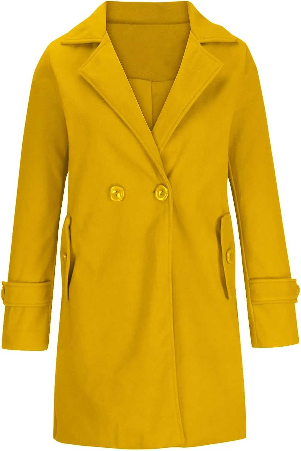 Winter Wool Coats for Women Elegant Notch Lapel Windproof Trench Coat Double-Breasted Mid-Long Pea Coats Outwear