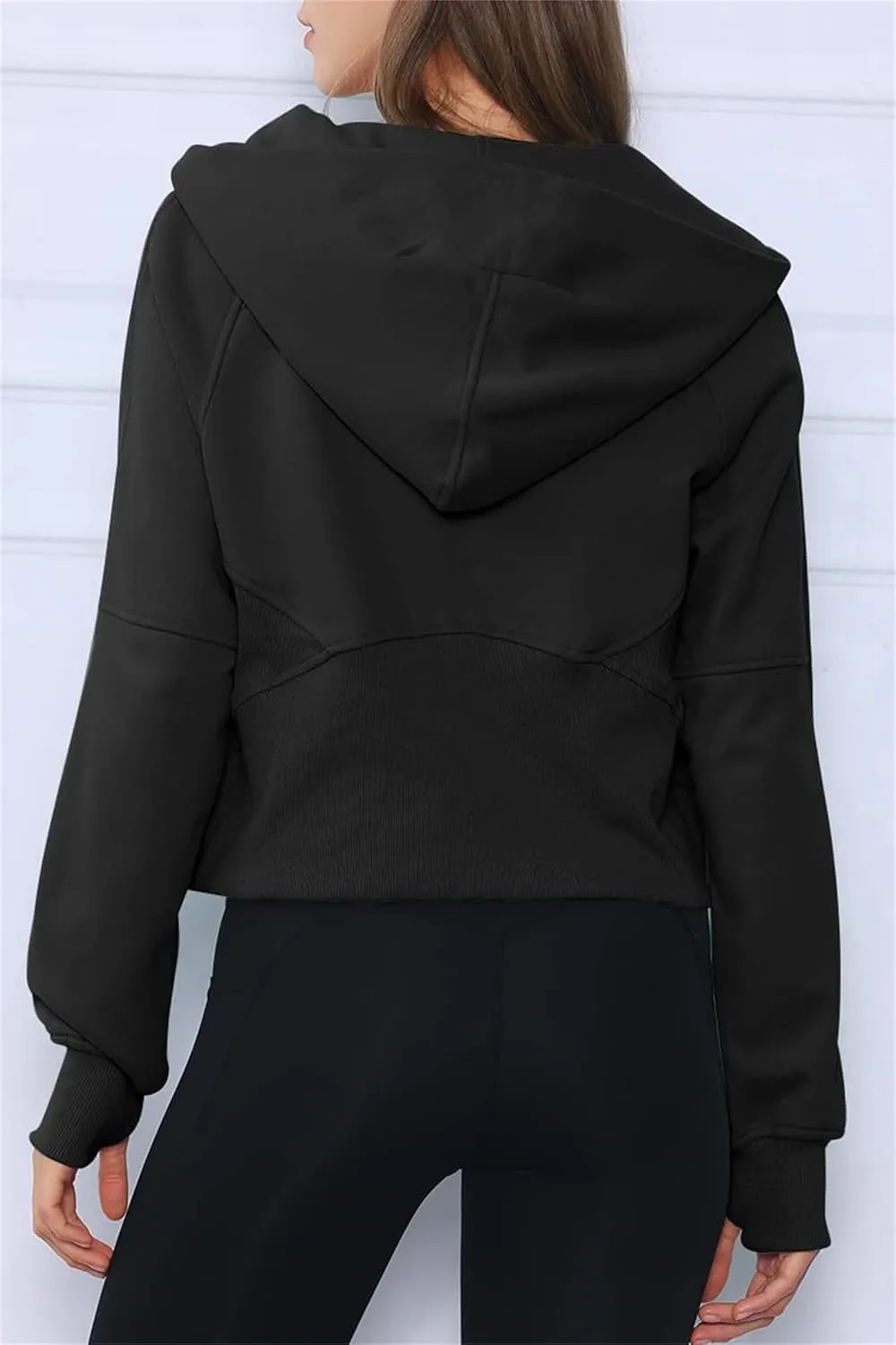 Women Cropped Hoodies Fleece Half Zip Pullover Hooded Sweatshirts 2023 Trendy Quarter Zip Up Tops Casual Crop Top