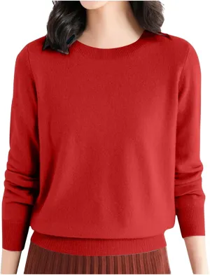 Women Cropped Pullover Sweatshirt Solid Crewneck Long Sleeve Knitted Pullover Sweater Casual Loose Fit Outfits