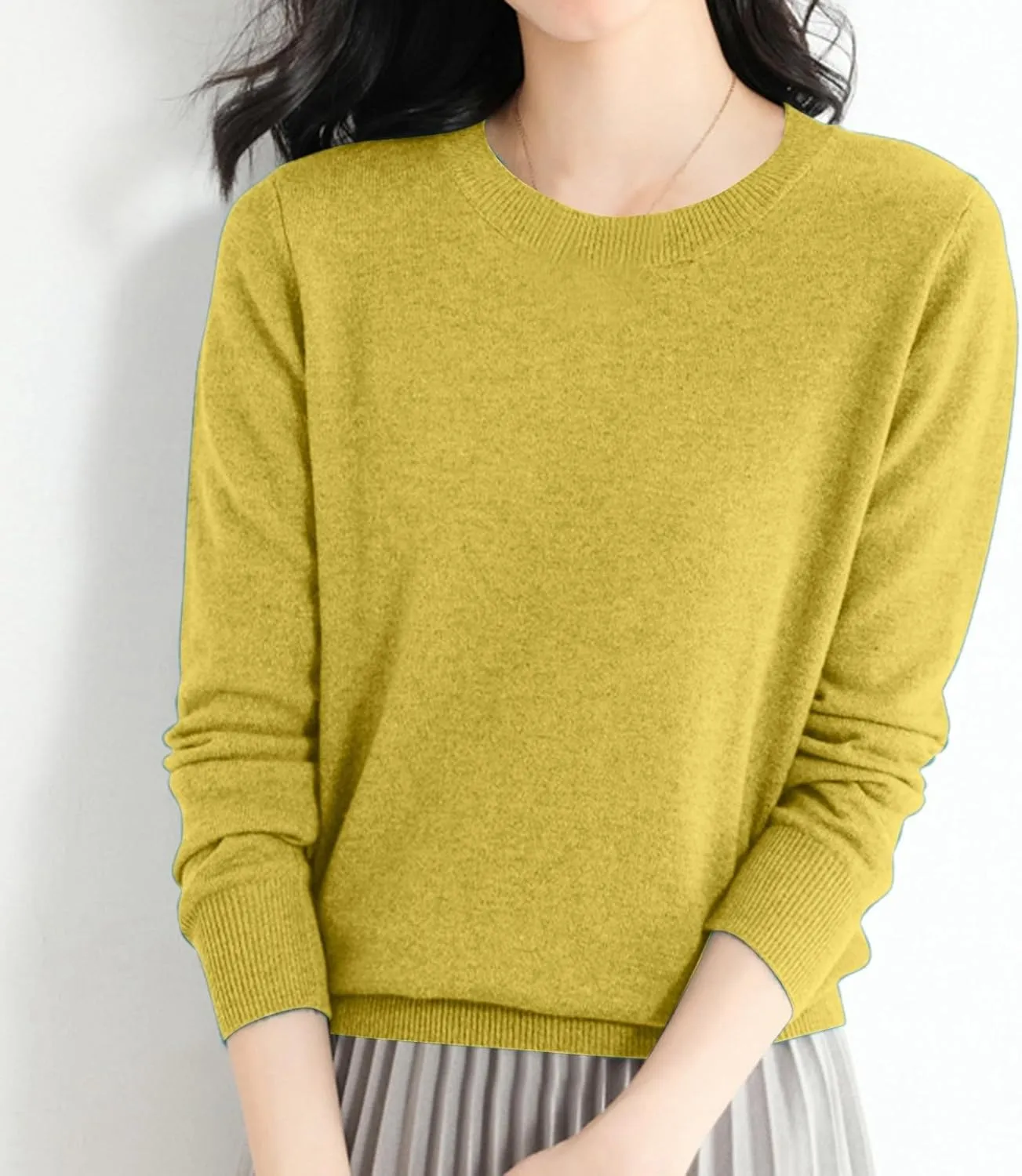 Women Cropped Pullover Sweatshirt Solid Crewneck Long Sleeve Knitted Pullover Sweater Casual Loose Fit Outfits