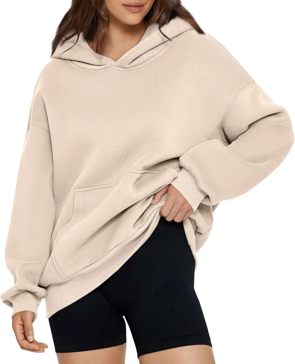 Women Oversized Hoodie Fleece Y2K Hoodie with Kangaroo Pockets Casual Fall Sweatshirts Long Sleeve Preppy Sweatshirt