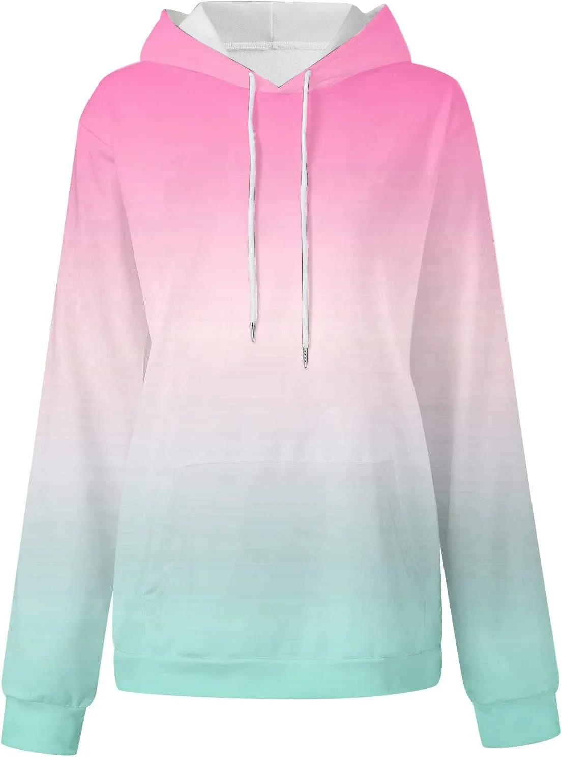 Women Oversized Hoodies&Sweatshirt,Fashion Gradient/Floral Pattern Drawstring Hooded Pullover Tops Fall Clothes