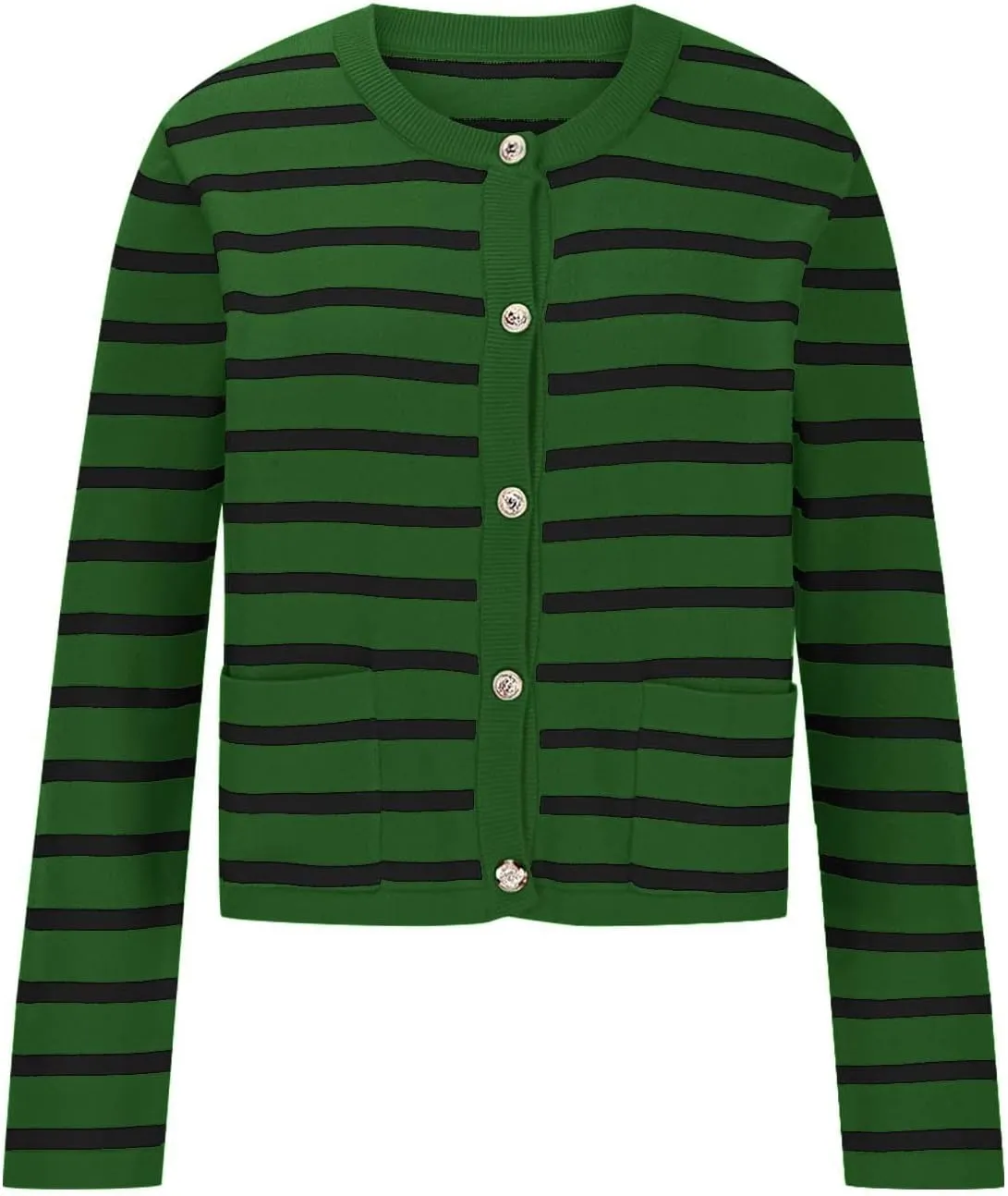 Women Striped Cardigan Sweaters Button Down Open Front Cropped Cardigan Knit Lady Jackets Coat 2024 Fall Outfits